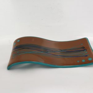 Brown/Teal Glass Spoon Rest