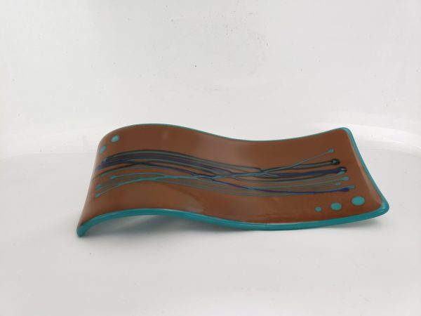 Brown/Teal Glass Spoon Rest